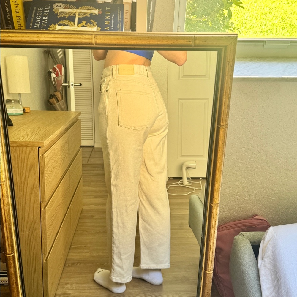 Everlane High-Waist Straight Leg Cream Jeans- Size 28 - Picture 8 of 16